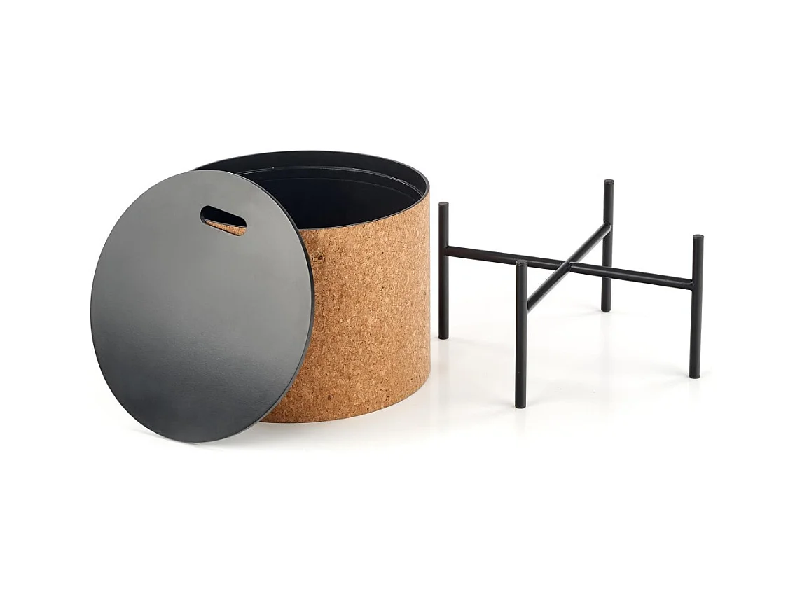 Tavolino Sasha/Sughero/Metallo/MDF/Marrone&Nero