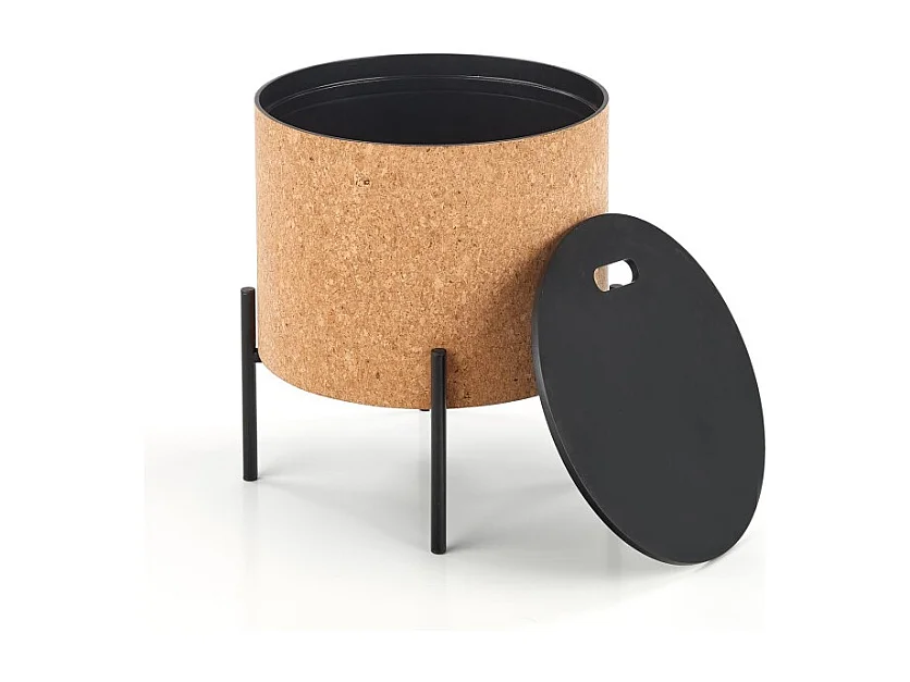 Tavolino Sasha/Sughero/Metallo/MDF/Marrone&Nero