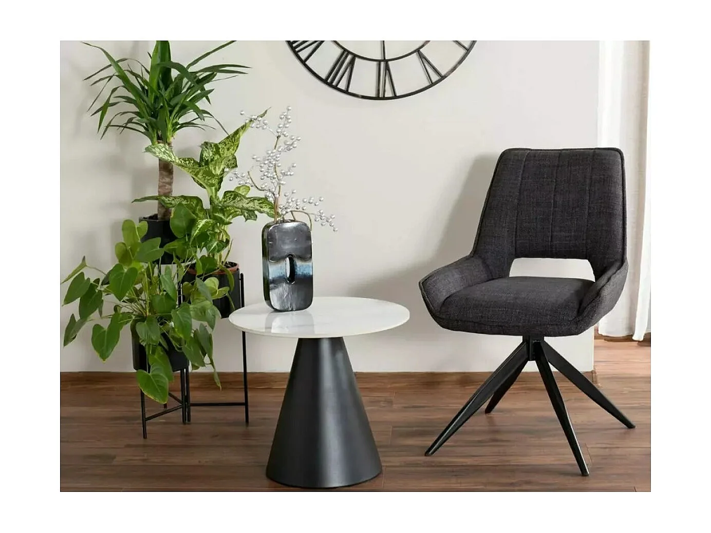 Tavolino Hill/Ceramica/Metallo/Bianco&Nero