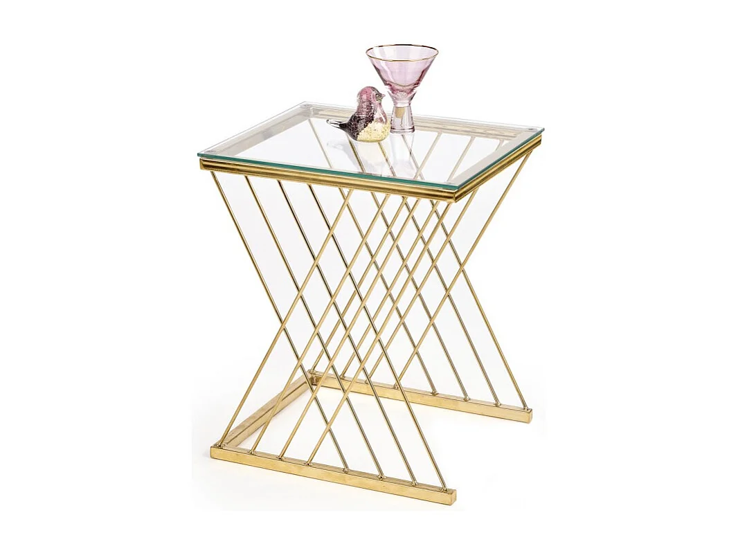 Table d'appoint Nancy/Métal/Verre/Or