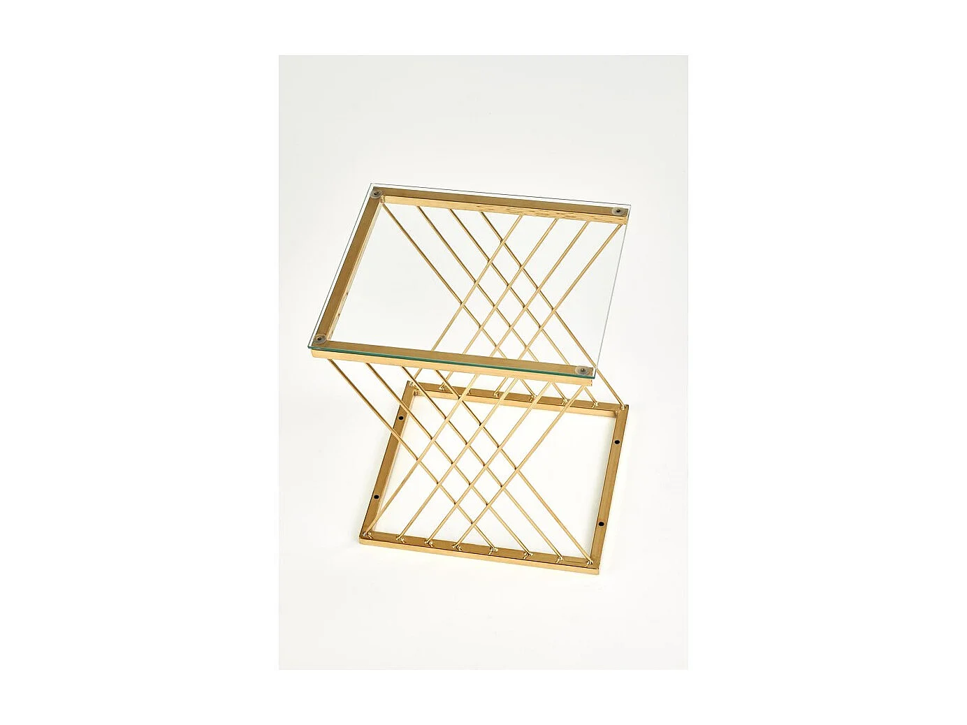 Table d'appoint Nancy/Métal/Verre/Or