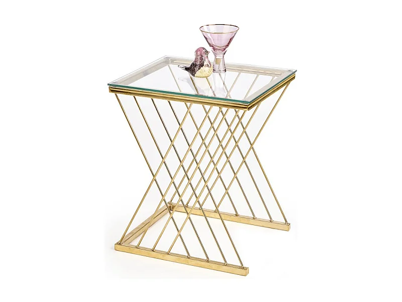 Beistelltisch Nancy/Metall/Glas/Gold