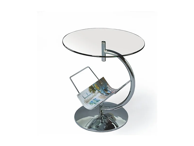 Table d'appoint Alma/Verre/Acier Inoxydable/Transparent/Argent