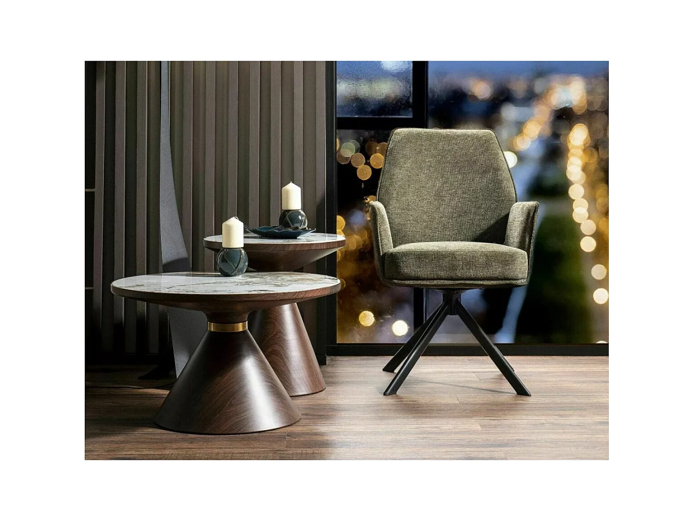 Tavolino Napa L/Metallo prezioso/Ceramica/Marrone&Bianco