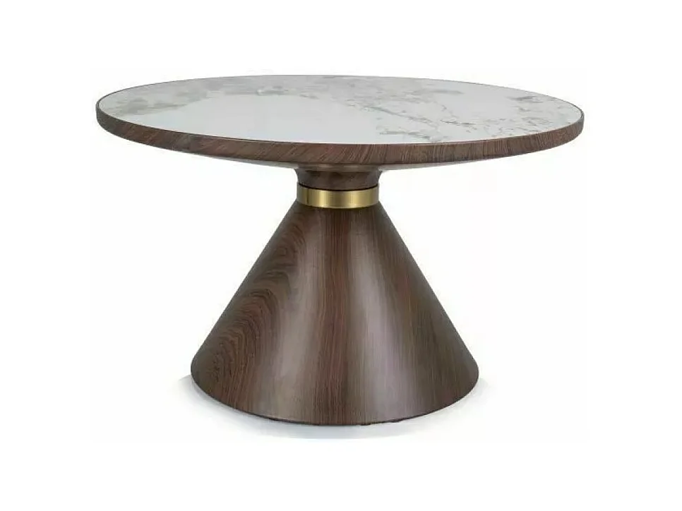 Tavolino Napa L/Metallo prezioso/Ceramica/Marrone&Bianco