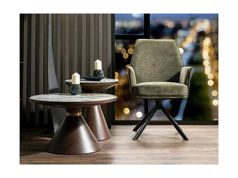 Beistelltisch Napa L/Edelmetal/Keramik/Braun&Weiss