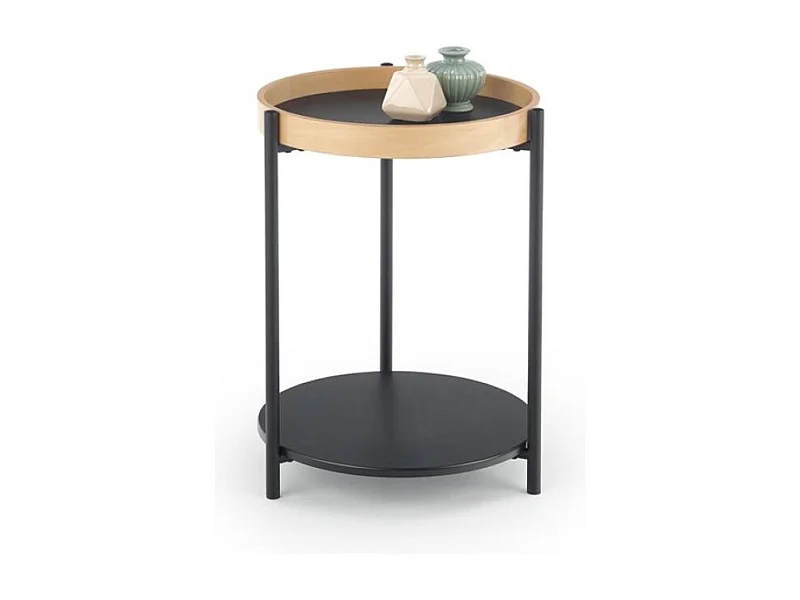 Table d'appoint Rolo/Contreplaqué/Métal/Noir