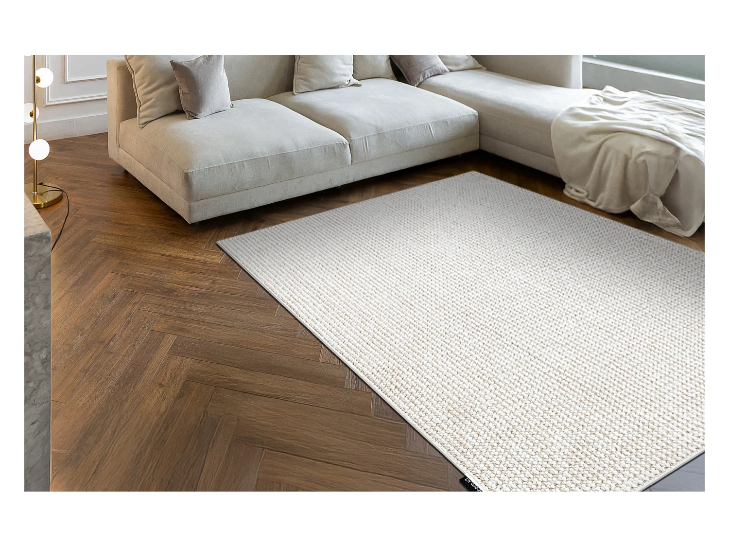 Tapis CASABLANCA LOOP blanc / beige bouclé, doux 60x100 cm
