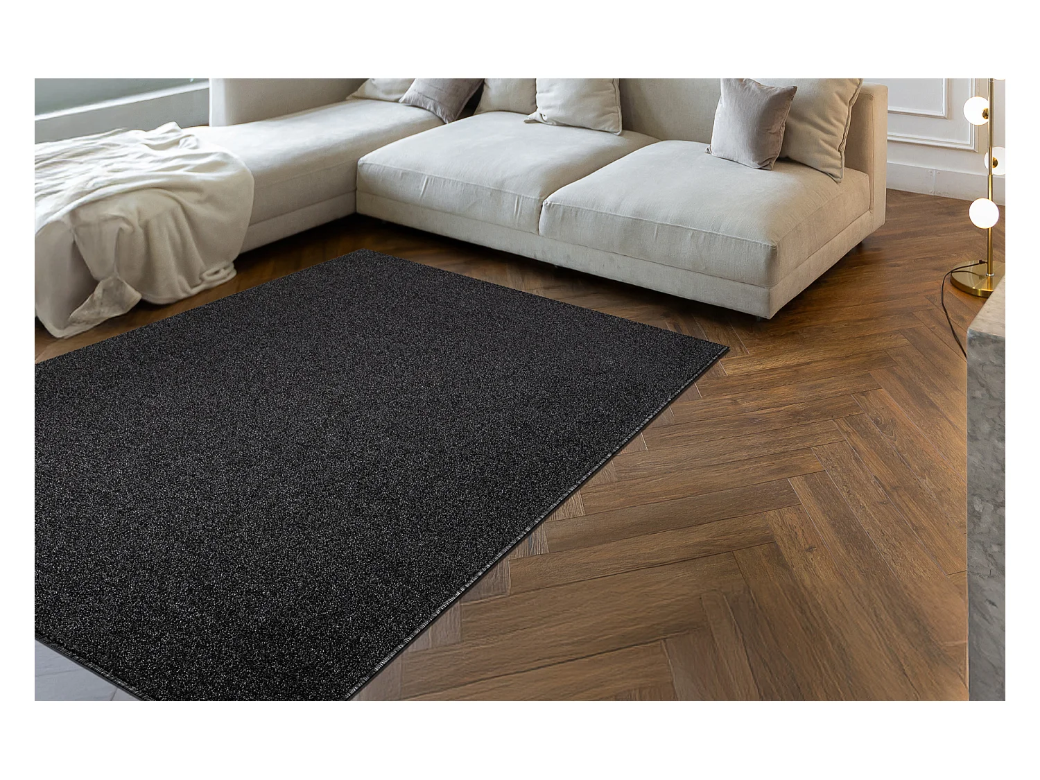 ETON PLUS Teppich Melange Anthrazit / Silber 150x200 cm