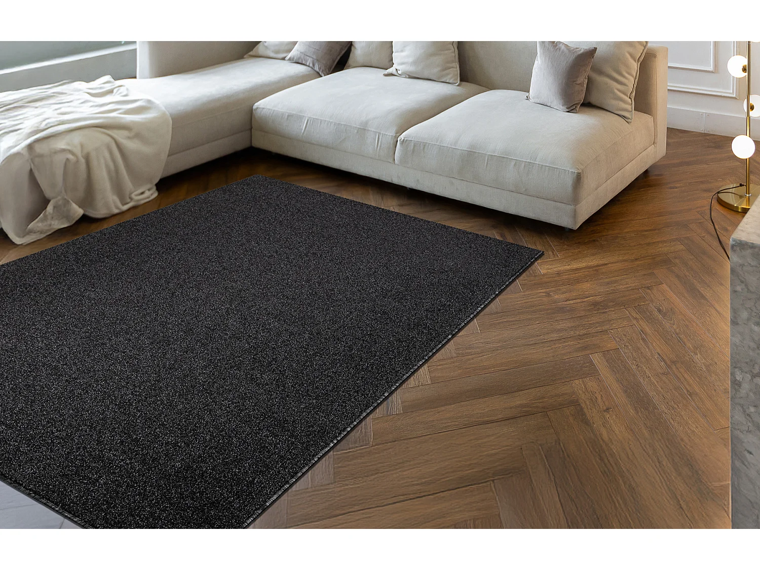 Tapis ETON PLUS Mélange anthracite / argent 400x400 cm