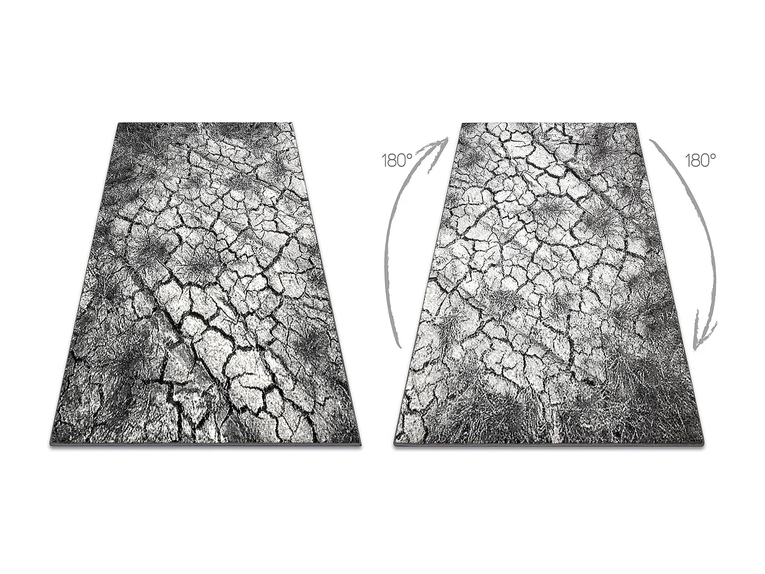 Tapijt KARMEL Terra gebarsten grond grijs 60x110 cm