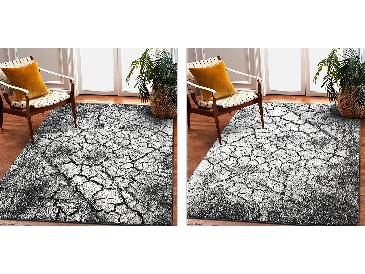 Tapijt KARMEL Terra gebarsten grond grijs 60x110 cm