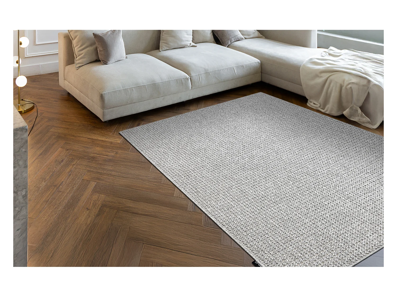 Tapis CASABLANCA LOOP gris clair, bouclé, doux 200x200 cm