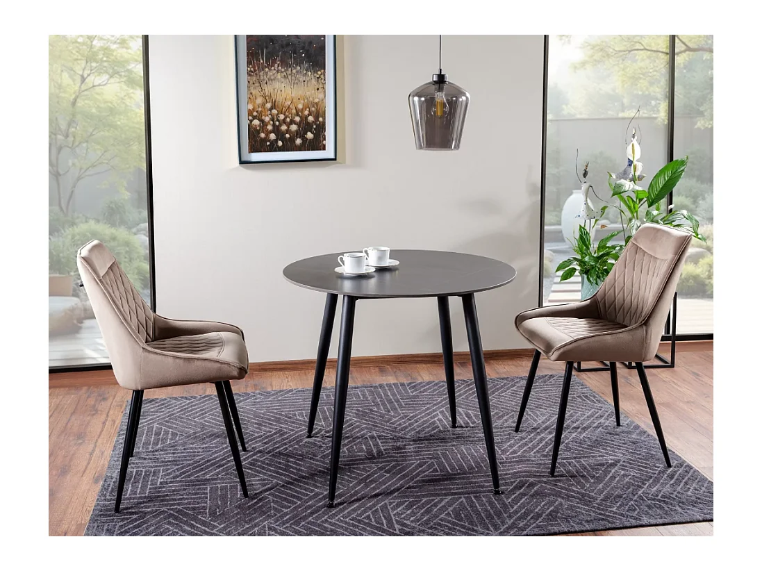 Esstisch Rion (76x90)/Keramik/Metall/Schwarz