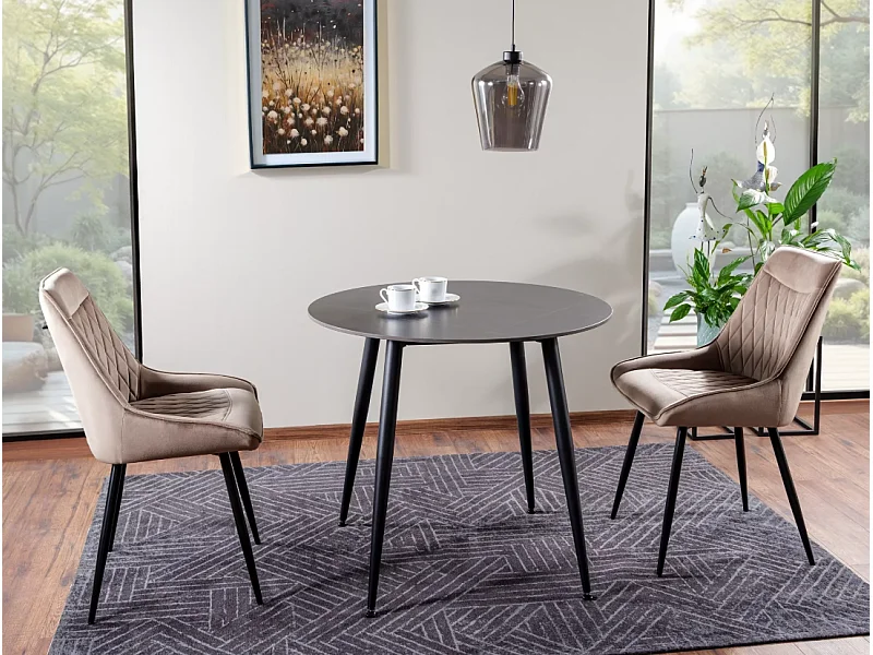 Tavolo da pranzo Rion (76x90)/ceramica/metallo/nero