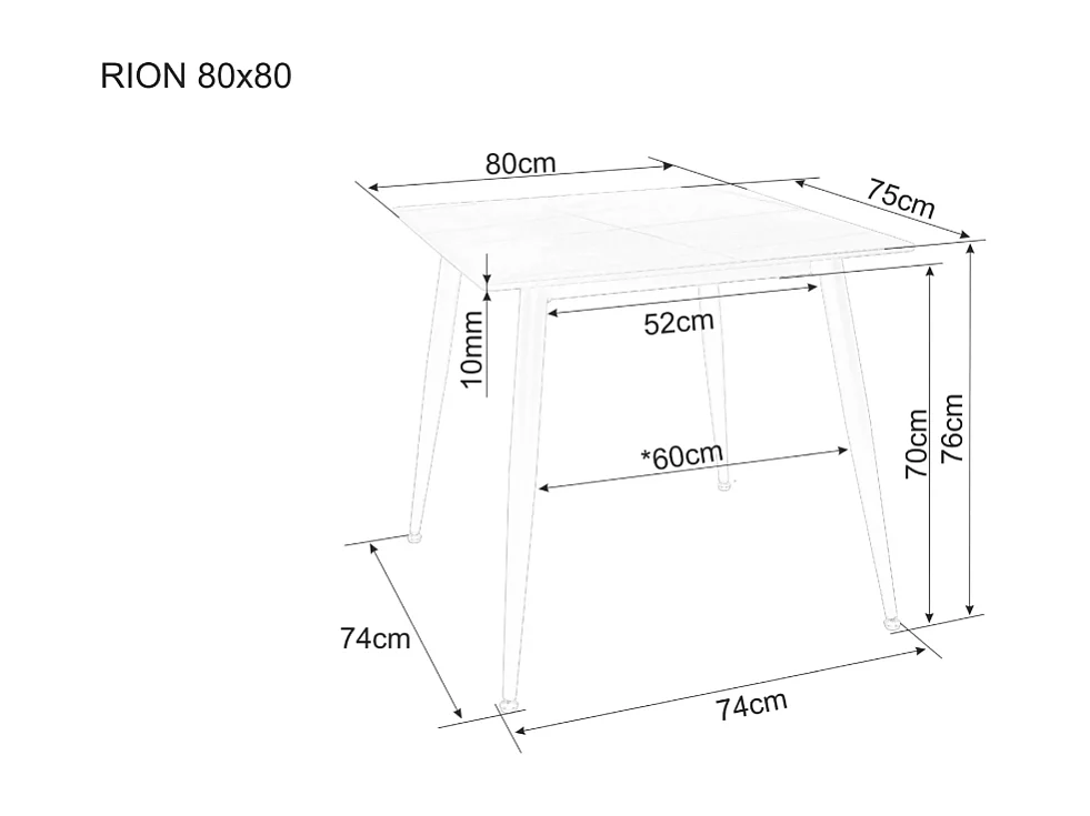 Tavolo da pranzo Rion (76x80)/ceramica/metallo/nero