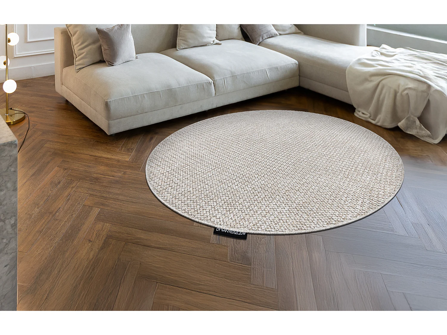 Teppich CASABLANCA LOOP Kreis beige Schleife weich cercle 80 cm