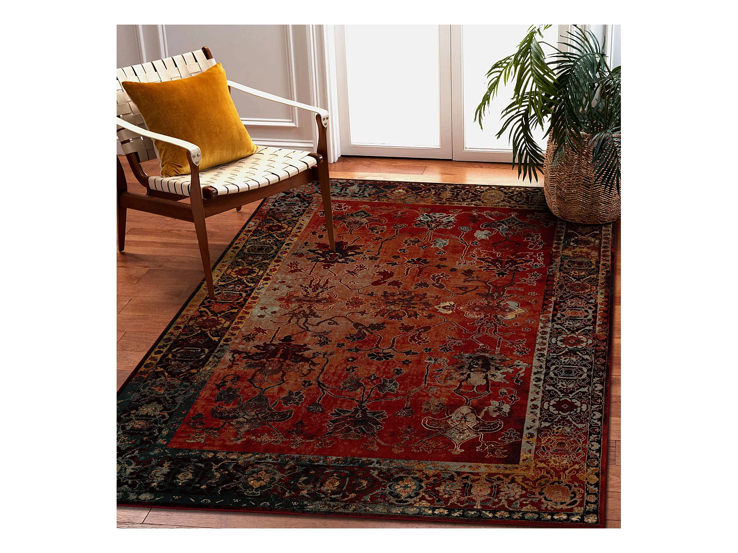 Tapis en laine POLONIA BODRUM Ornement, cadre rubis 235x350 cm