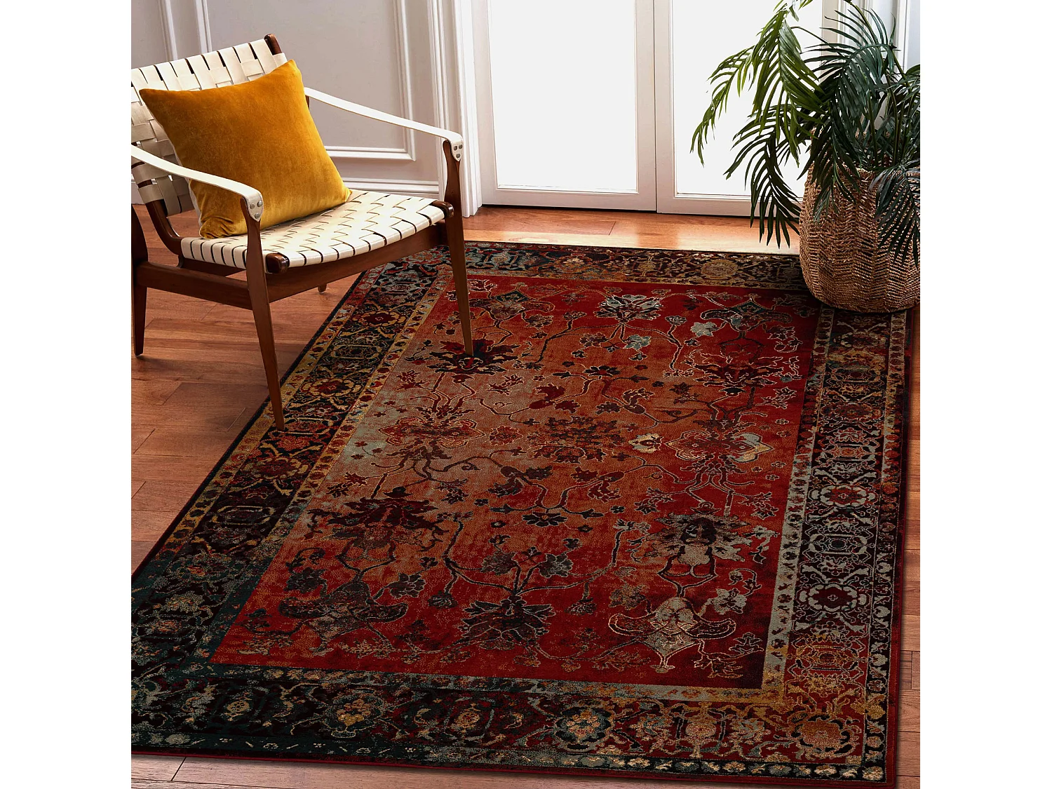 Tapis en laine POLONIA BODRUM Ornement, cadre rubis 235x350 cm