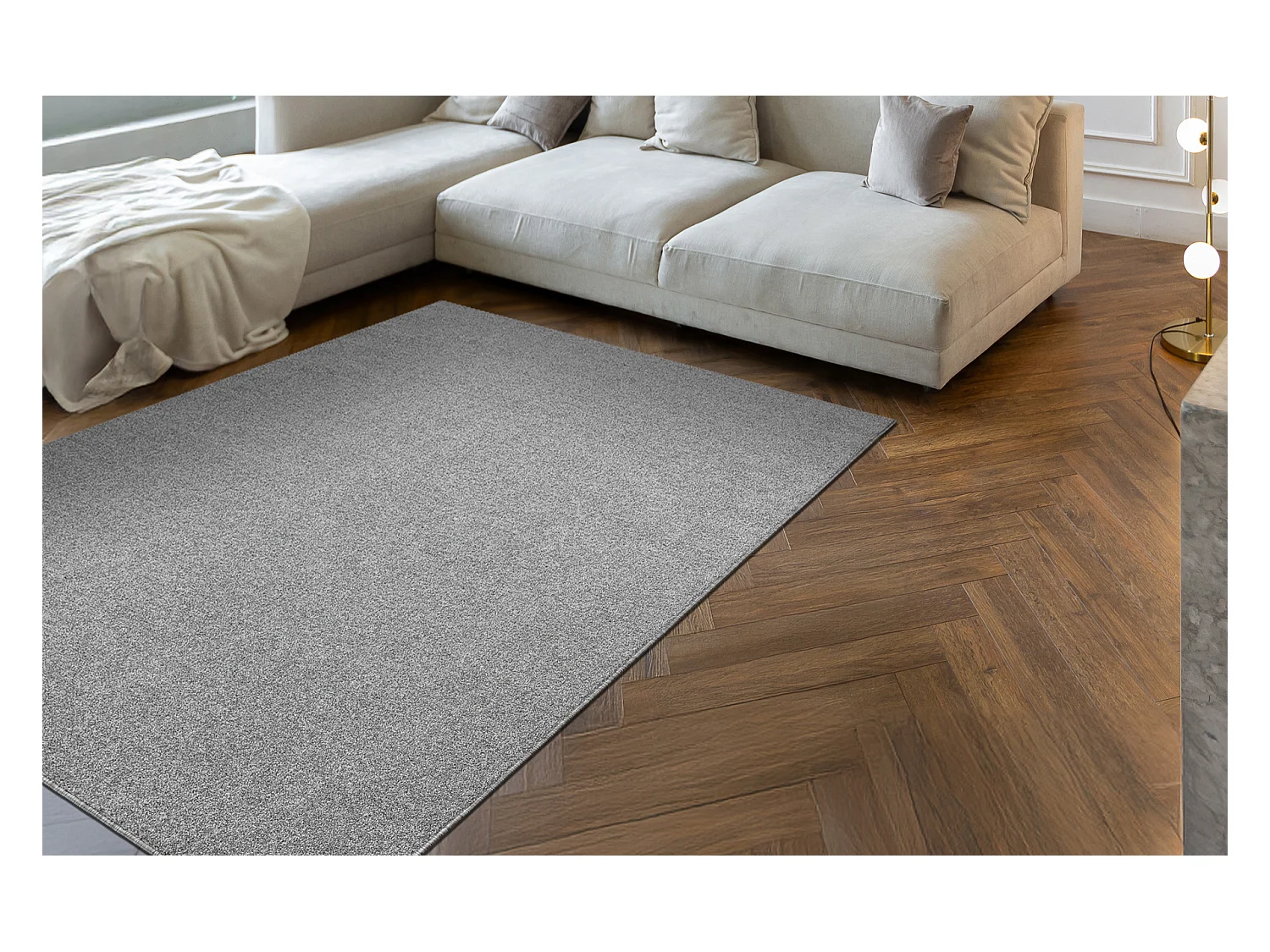 Tapis ETON PLUS gris clair, unicolore, uniforme, uni 200x300 cm