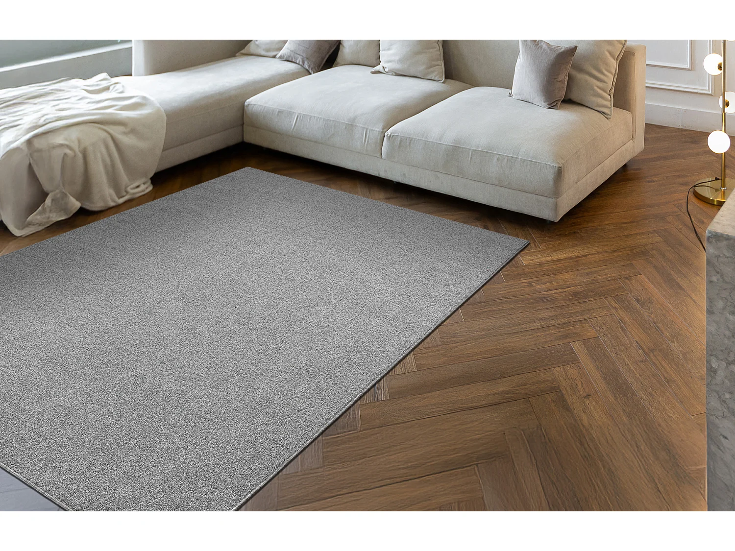 Tapis ETON PLUS gris clair, unicolore, uniforme, uni 200x300 cm