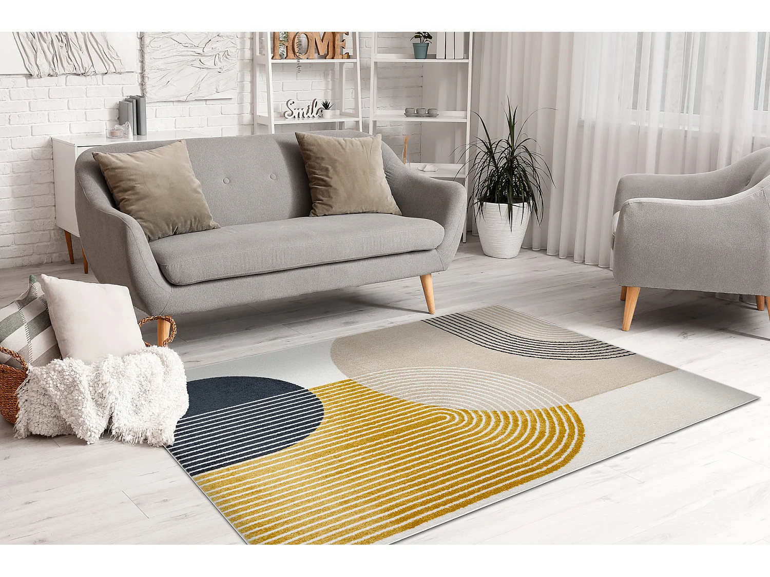 Tapis FUSION 0240 crème / jaune - Géométrique, moderne, abstrait 120x170 cm