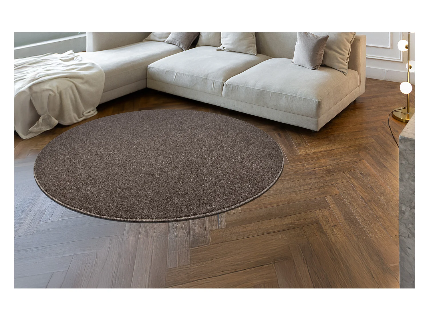ETON PLUS Teppich Kreis mocca Melange braun / beige cercle 200 cm