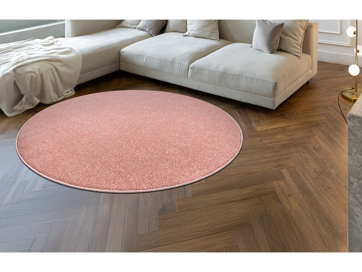 ETON PLUS Teppich Kreis Puderrosa, einfarbig, einheitlich, schlicht cercle 200 cm