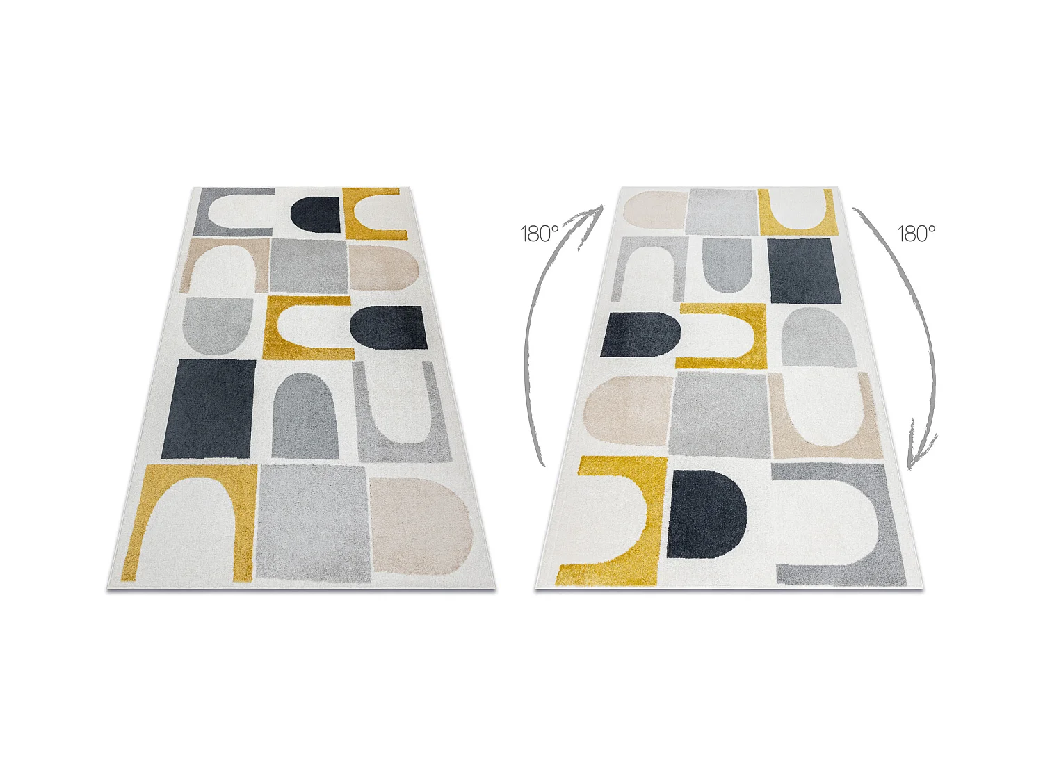Tappeto FUSION 0213 bianca / giallo - Geometrico, moderno, astratto 160x220 cm