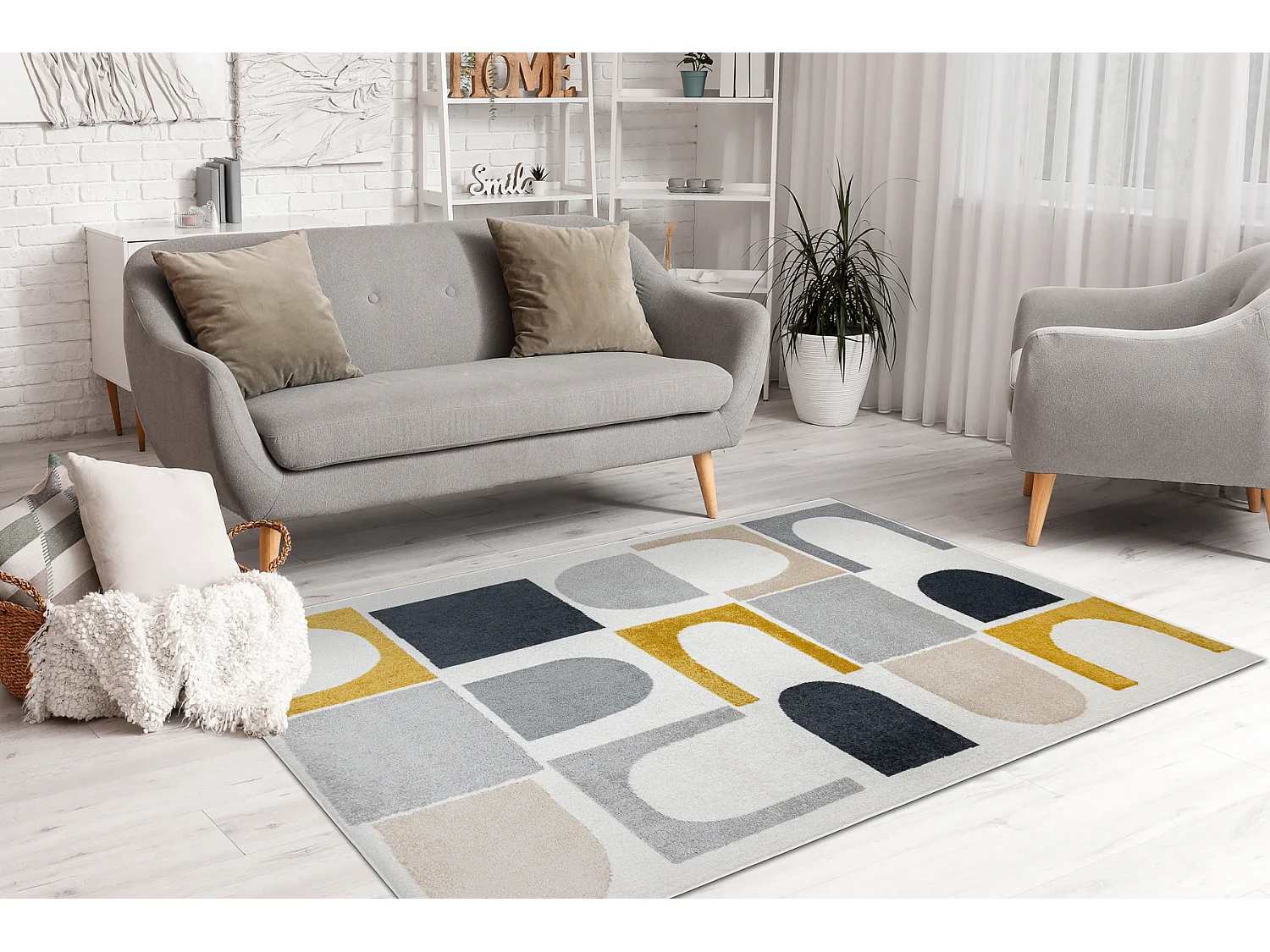 Dywan FUSION 0213 biały / żółty - Geometryczny, nowoczesny, abstra 160x220 cm