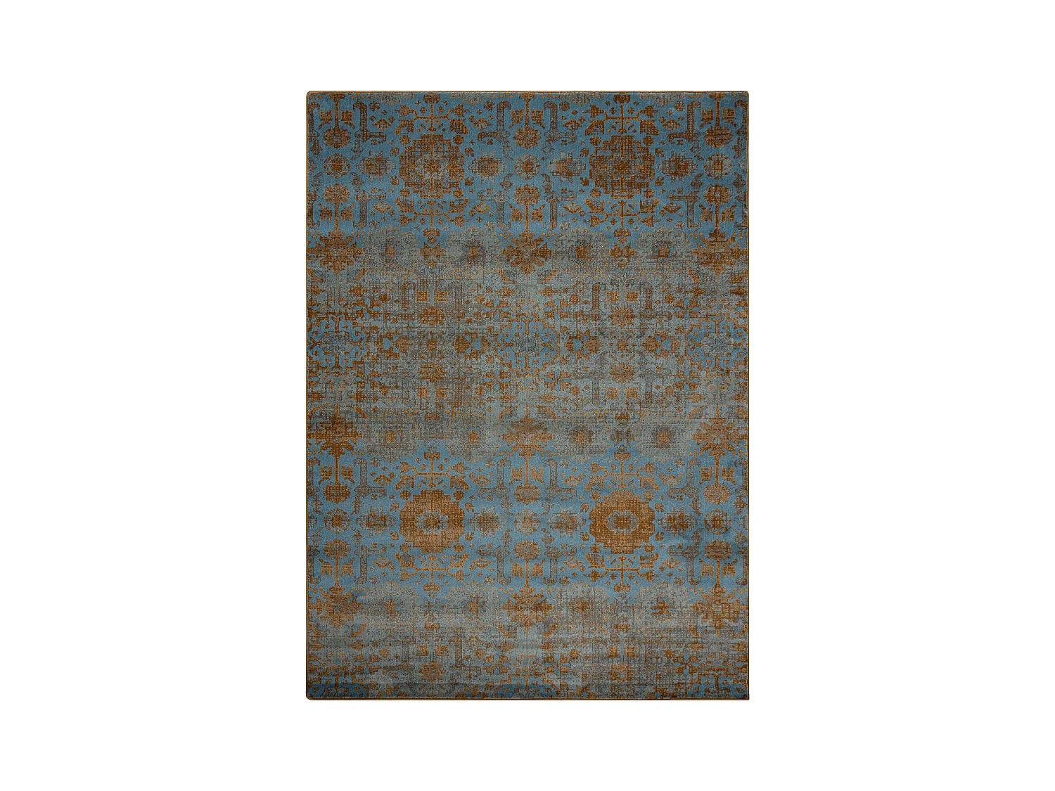 Tapis en laine OMEGA KARAJA fleurs laiton, or 200x300 cm