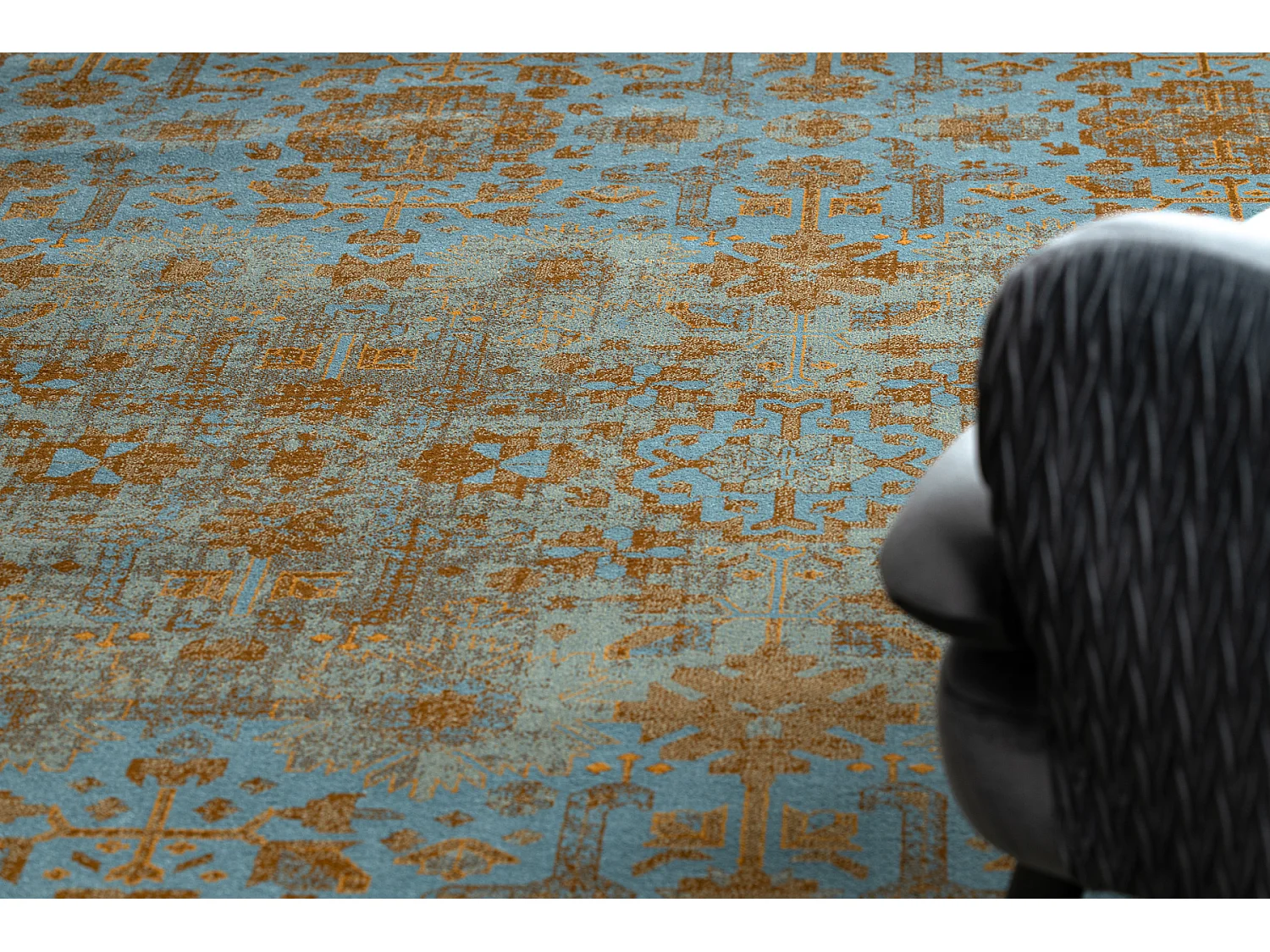 Tappeto di lana OMEGA KARAJA fiori ottone, oro 200x300 cm