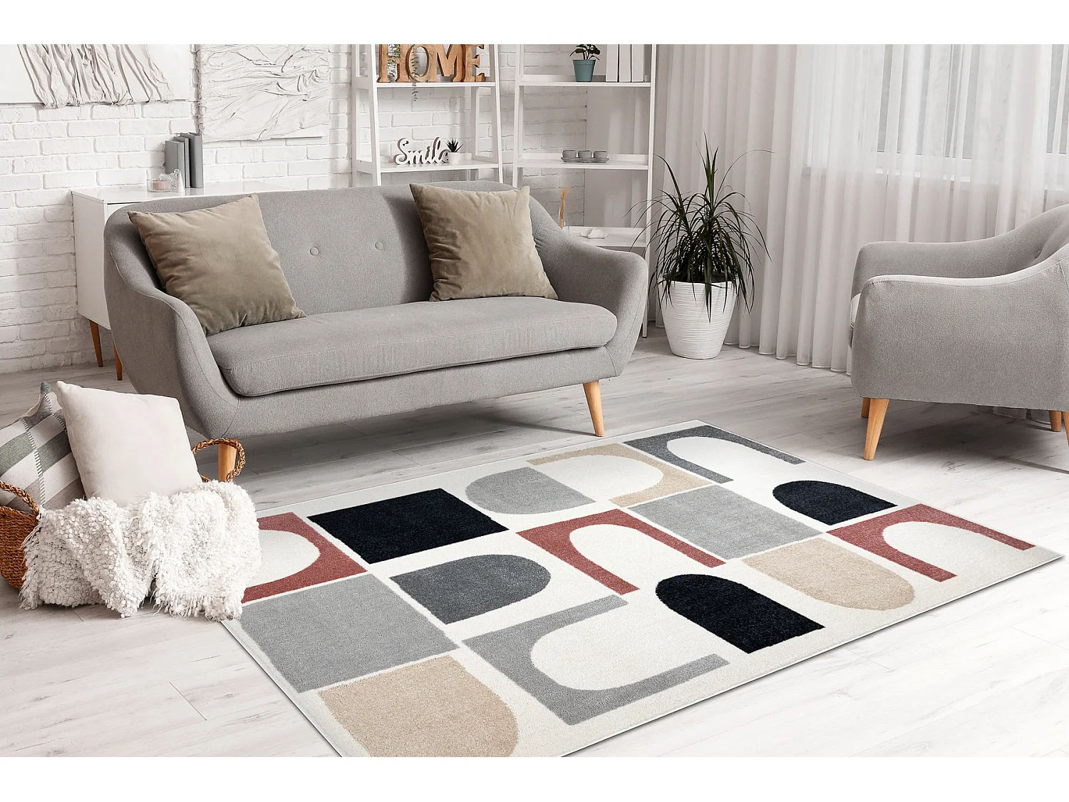 Tapis FUSION 0213 blanc / foncé - Géométrique, moderne, abstrait 80x150 cm