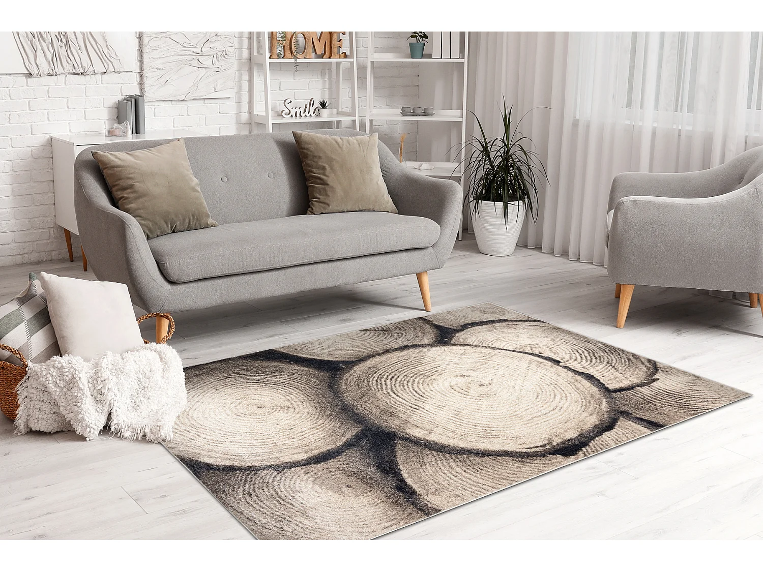 Dywan FUSION 9612 krem / beż - Pień, drzewo, drewno, nowoczesny, abs 180x270 cm