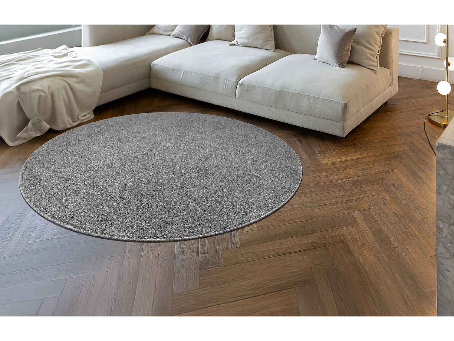 Dywan ETON PLUS koło jasnoszary jednolity, jednokolorowy, gładki cercle 200 cm