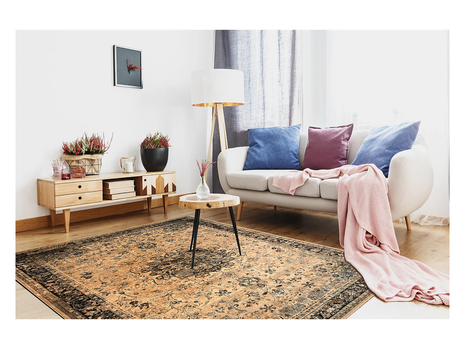 Dywan wełniany POLONIA KORDOBA25 Rozeta, ramka sepia 170x235 cm