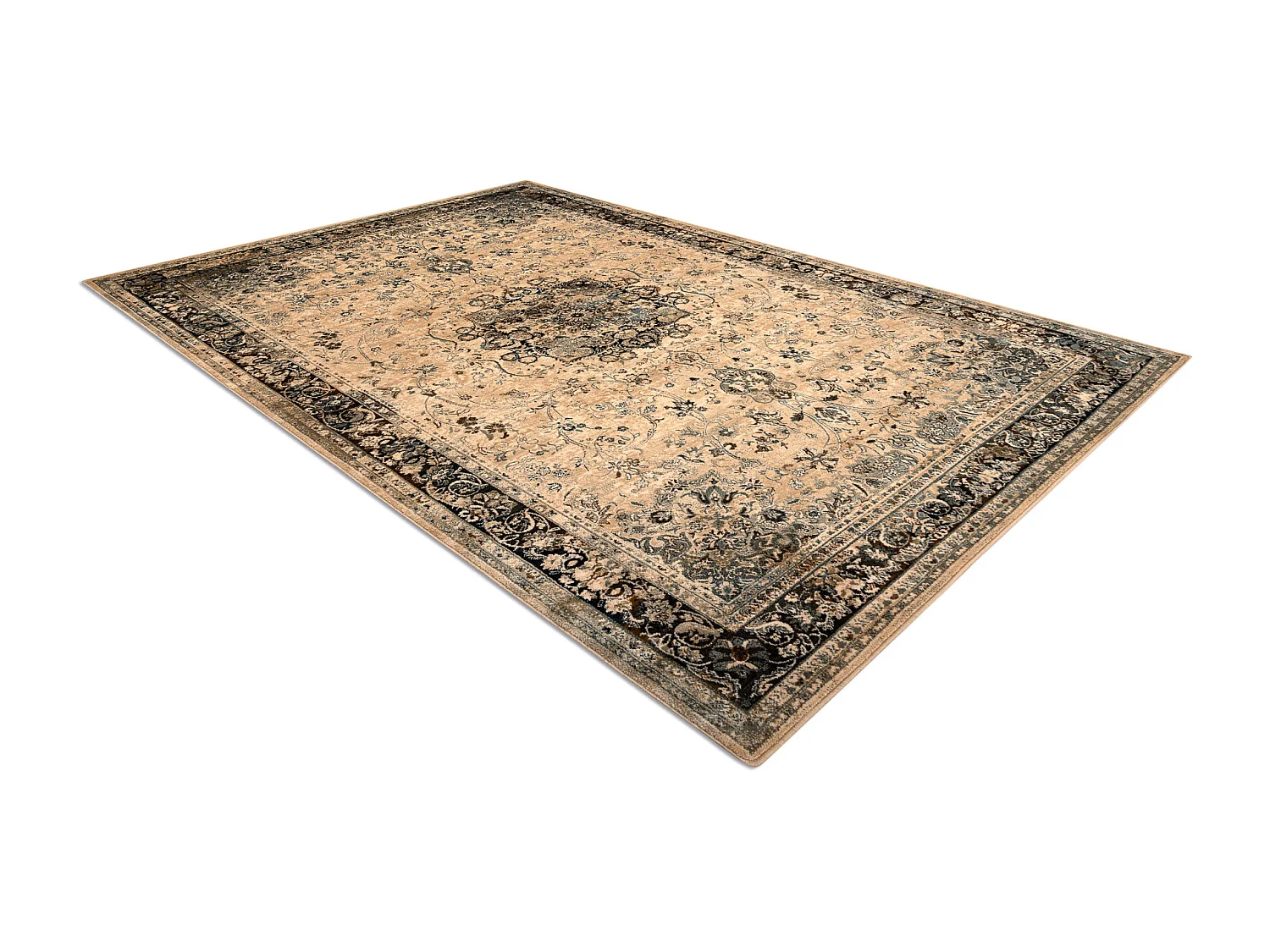 Tapis en laine POLONIA KORDOBA25 Rosette, cadre sépia 170x235 cm