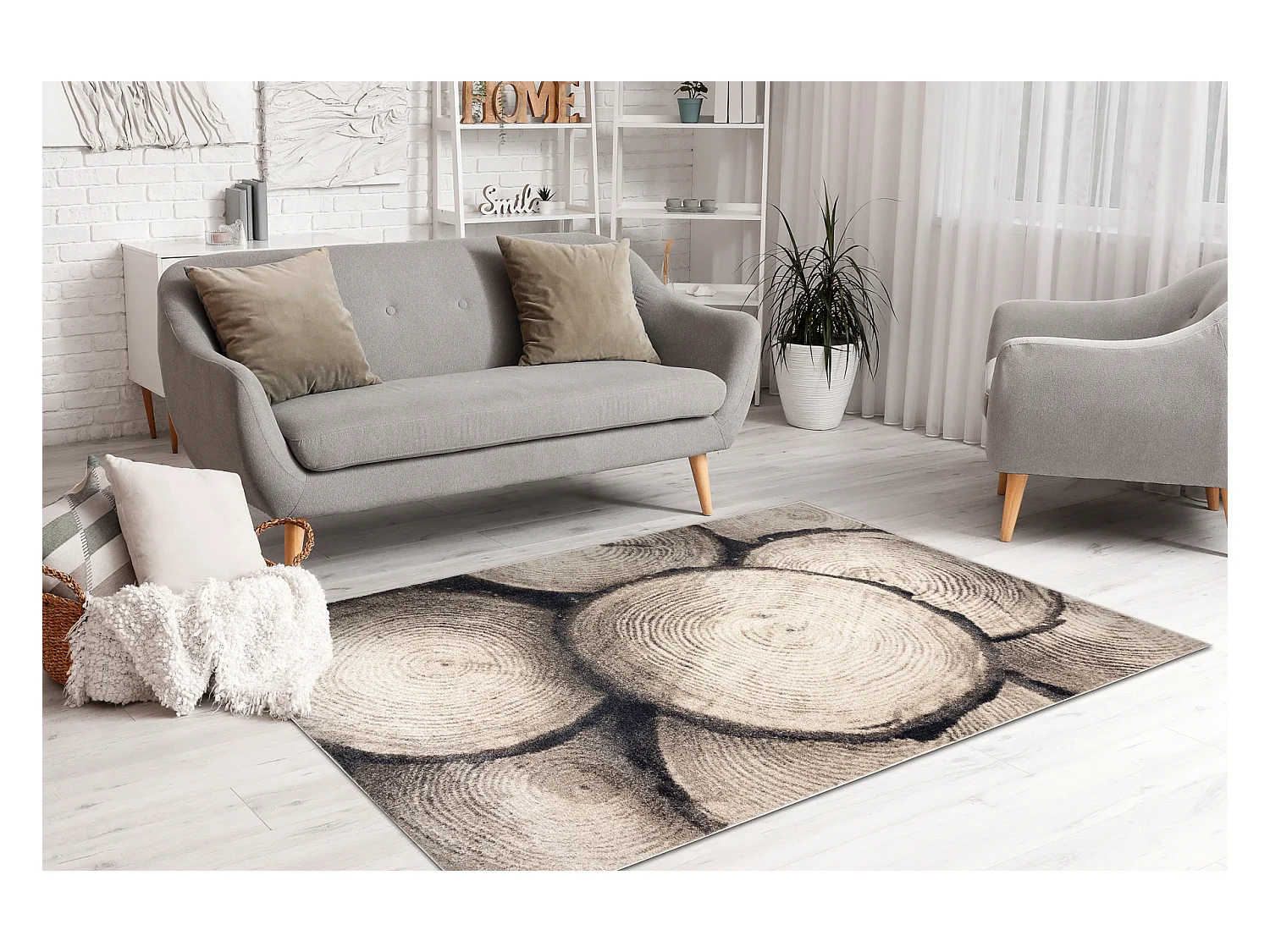 Tapijt FUSION 9612 crème / beige - Tronko, Boomstam, modern, abstract 120x170 cm