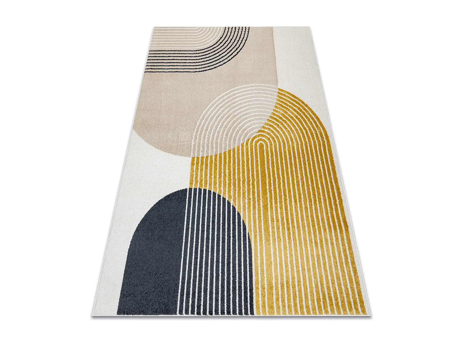 Tapis FUSION 0240 crème / jaune - Géométrique, moderne, abstrait 80x150 cm