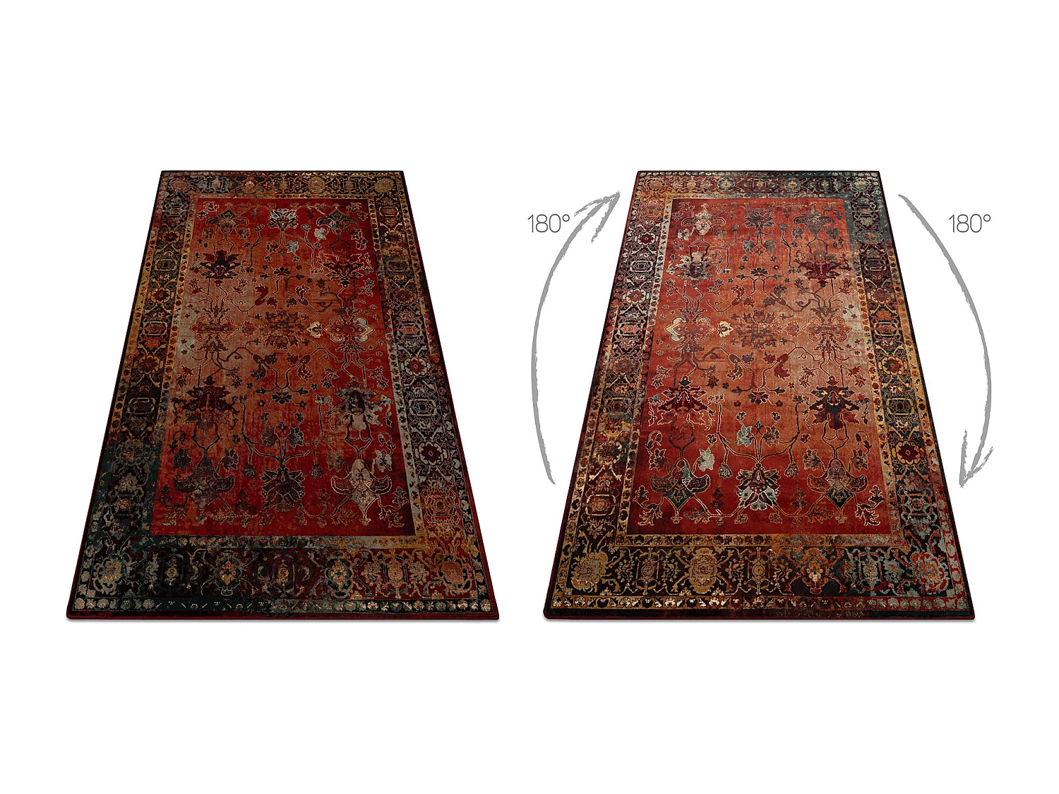 Wollteppich POLONIA BODRUM Ornament, Rahmen Rubin 170x235 cm