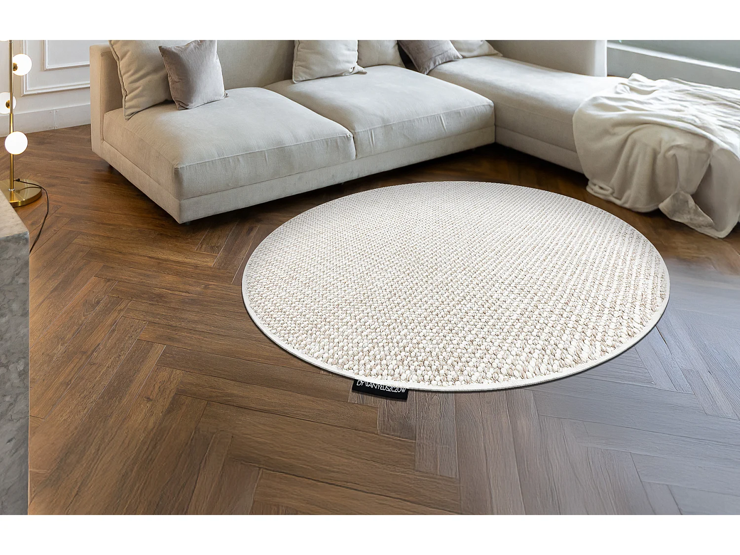 Tapis CASABLANCA LOOP cercle blanc / beige, bouclé, doux cercle 100 cm