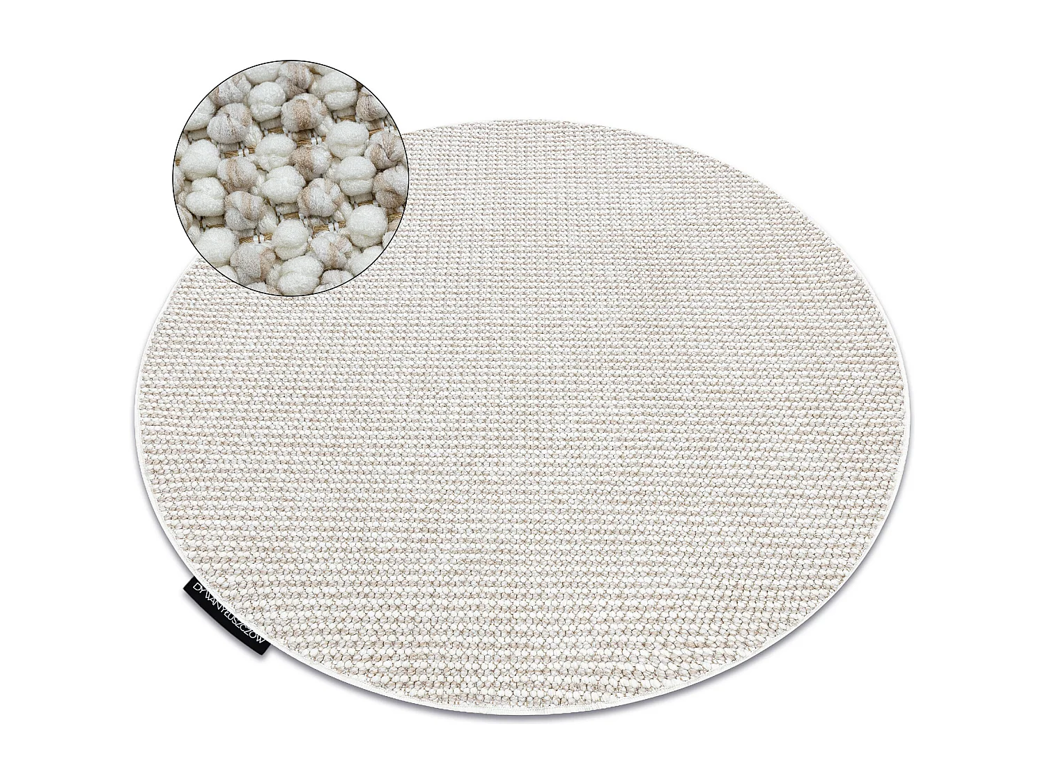 Teppich CASABLANCA LOOP Kreis weiß / beige Schleife weich cercle 80 cm