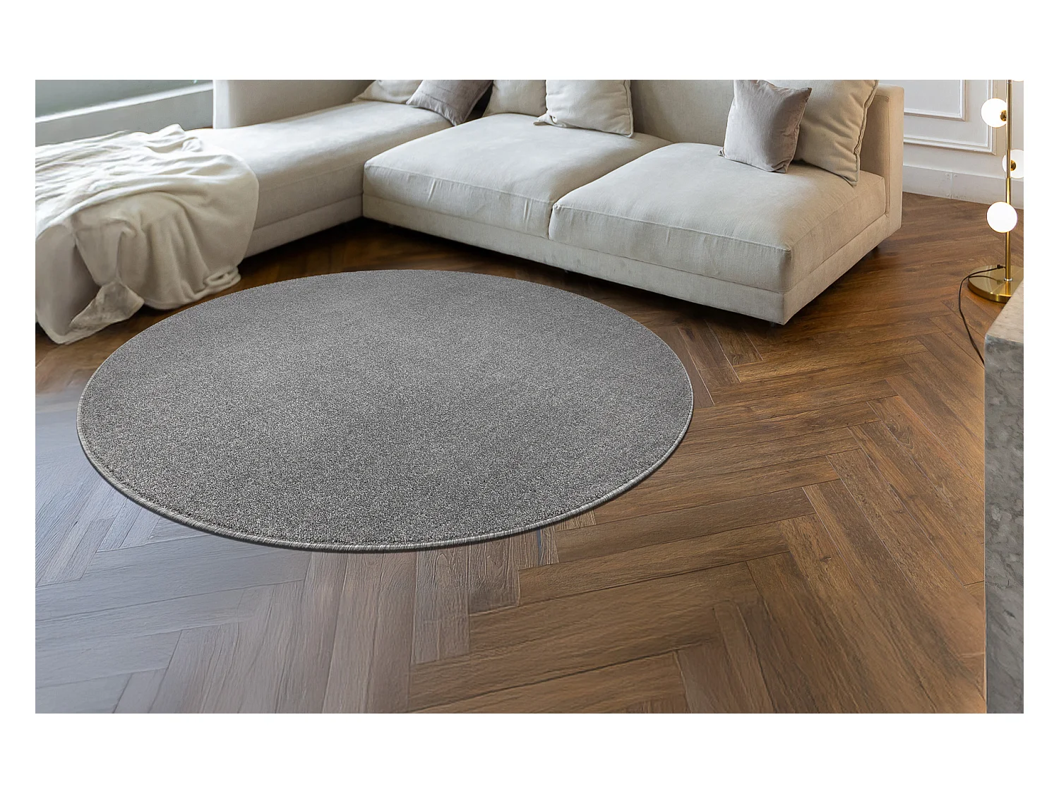 ETON PLUS Teppich Kreis hellgrau, einfarbig, einheitlich, schlicht cercle 150 cm