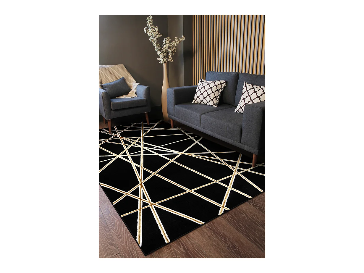 Tapis ALLURE 1964 Géométrique - Structurel, élégant, glamour noir  80x150 cm