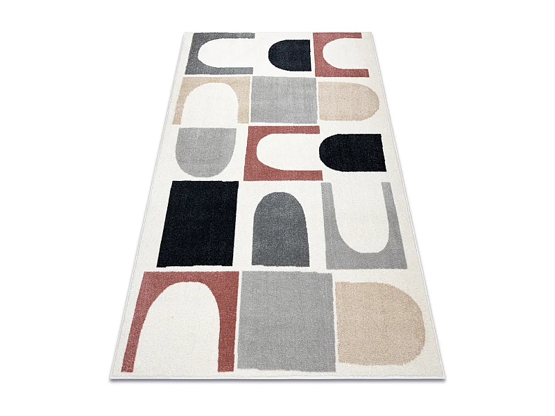 Tapijt FUSION 0213 wit / donker rozekleuring - Geometrisch, modern, ab 180x270 cm