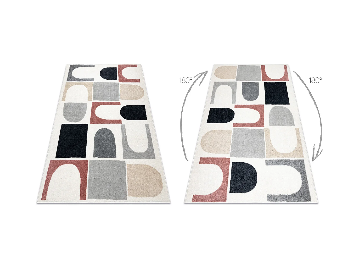 Teppich FUSION 0213 weiß / dunkelrosa - Geometrisch, modern, abstrakt 120x170 cm