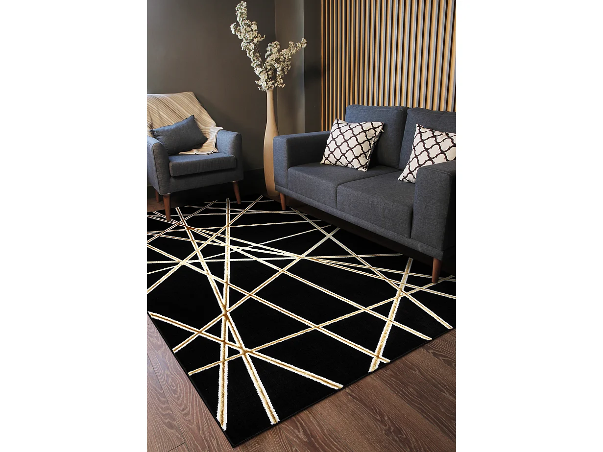 Dywan ALLURE 1964 Geometryczny - Strukturalny, stylowy, glamour czarny 280x370 cm
