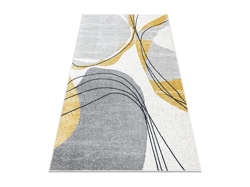 Teppich FUSION 5868 weiß / gelb - Linien, modern, abstrakt 80x150 cm