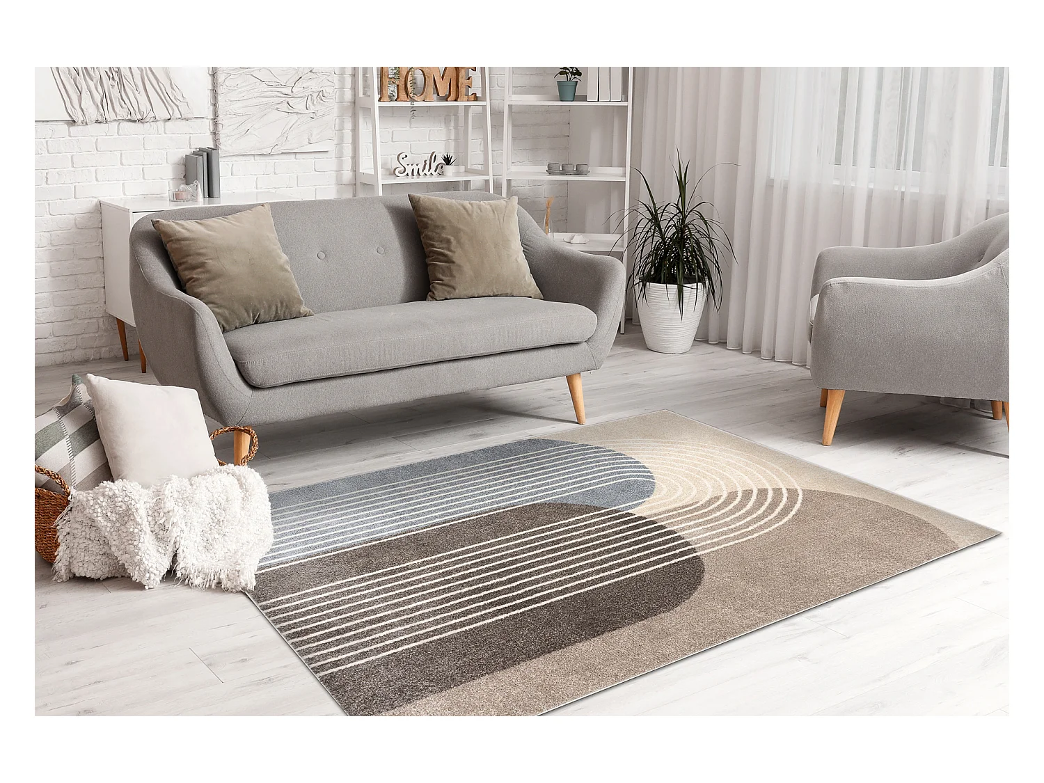 Tapis FUSION 0810 beige / marron - Géométrique, moderne, abstrait 80x150 cm