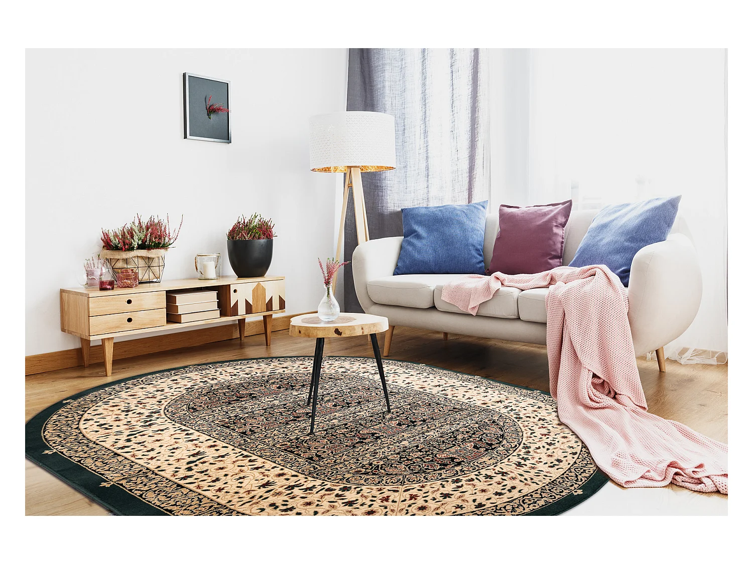 Dywan wełniany POLONIA owal WITRAŻ szmaragd 200x300 cm